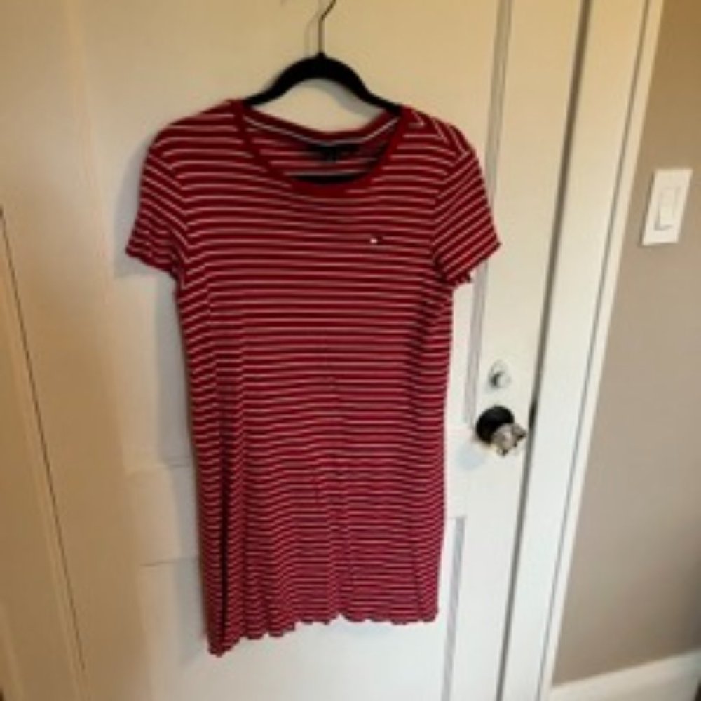 Tommy Hilfiger Red & White Striped Dress - Size Medium